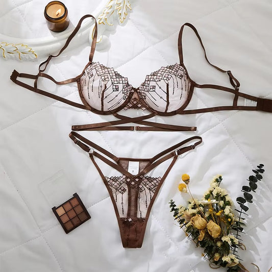 Brown Floral Lace