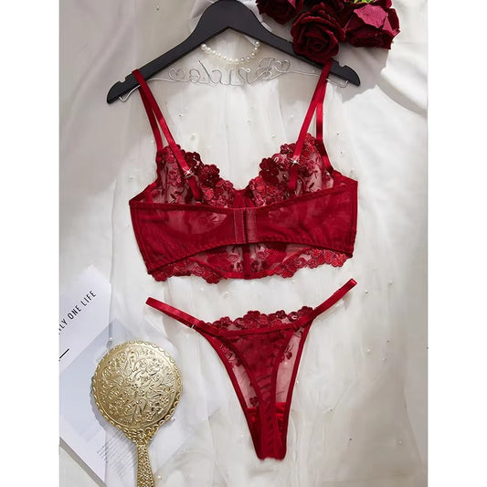 Red Embroidered Lace