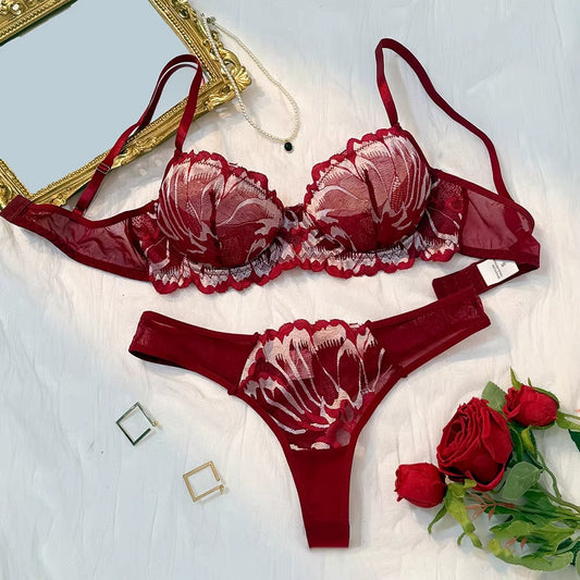 Maroon Floral Lace