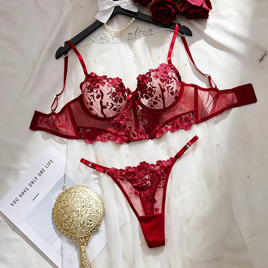Red Embroidered Lace