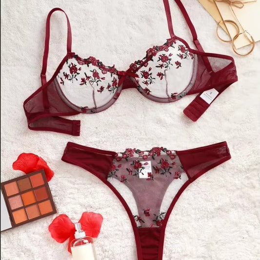 Burgundy Floral Lace